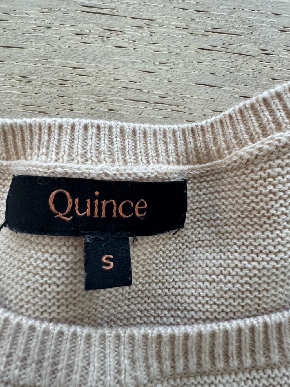 Quince Lightweight Cotton Cashmere Link-Stitch Dolman Sweater Heather Oatmeal S - Picture 4 of 5